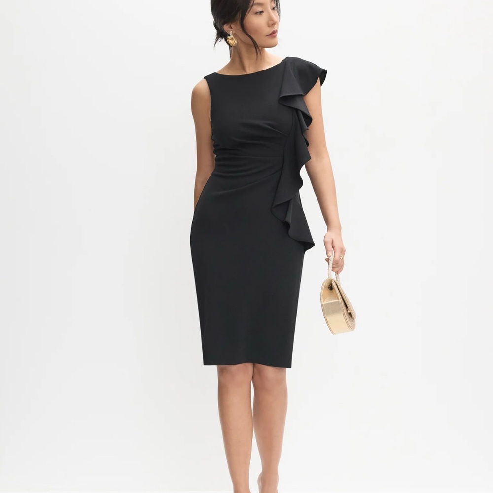 Adrianna Papell waterfall ruffle dress NWOT.